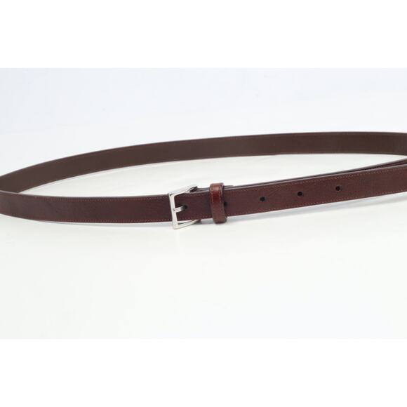 COACH Brown Cowhide Leather Skinny Dress Belt Silver Buckle Women’s Size L - Picture 12 of 13